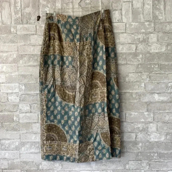 Woman’s Talbots green & tan ladies wrap skirt - Picture 1 of 13